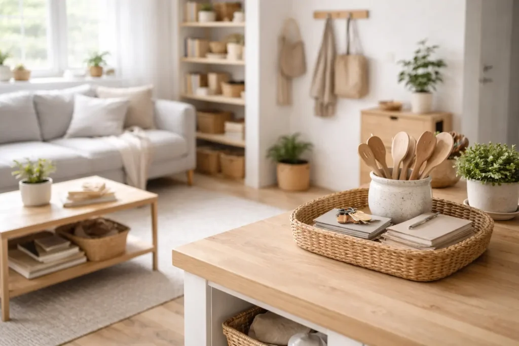 organized home environment with functional layout showing a simple home system in daily use